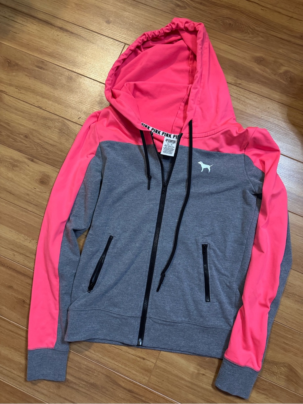 Victoria's Secret PINK Gray & Hot Pink Half-Zip Hoodie